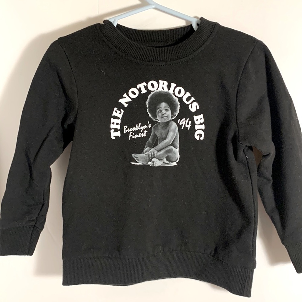 NWOT Novelty black pullover sweatshirt w/ Notorious BIG logo in front